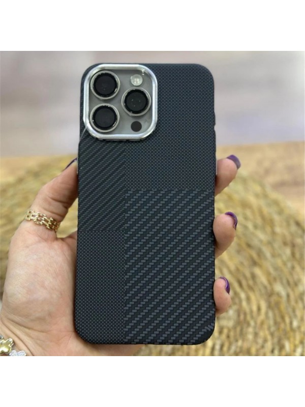 FitCase iPhone 15 Pro Max Kılıf Magsafe Özellikli Titan Karbon Desen Ka&hellip;