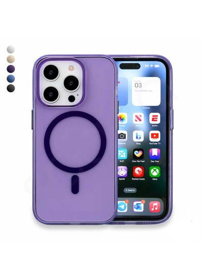 FitCase iPhone 16 Pro Magsafe Özellikli Renkli Şeffaf Sert Kapak