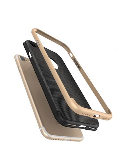FitCase iPhone 7-8 2in1 Carbon Desen Arka Kapak Gold