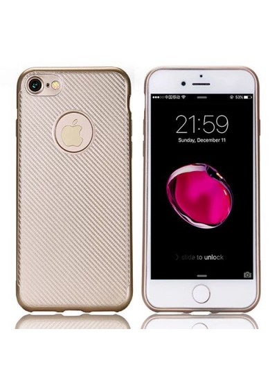 FitCase iPhone 7-8 Carbon Desen Arka Kapak Gold
