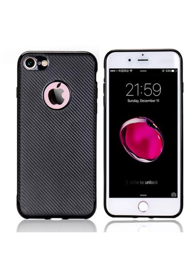 FitCase iPhone 7-8 Carbon Desen Arka Kapak Siyah