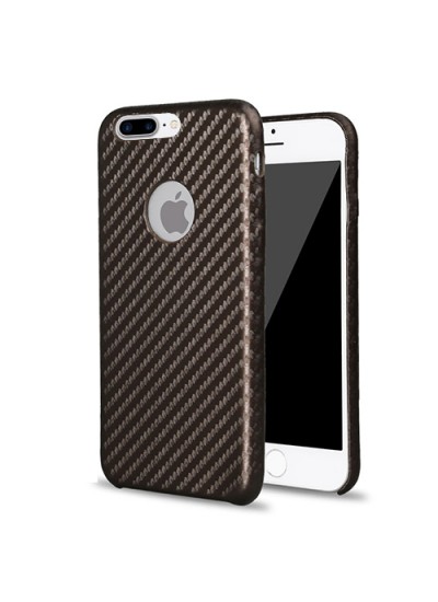 FitCase iPhone 7-8 Plus Carbon Desen Arka Kapak Kahverengi