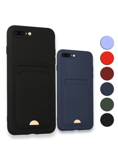 FitCase iPhone 7 Plus / 8 Plus Cardy Soft Delikli Kartlık Cepli Silikon Kapak