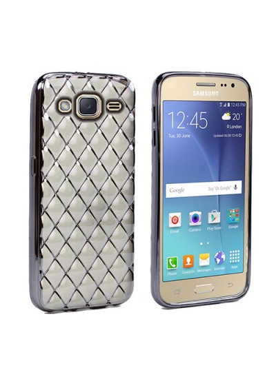 FitCase Laser Galaxy J2 (J200) Baklava Desenli Silver