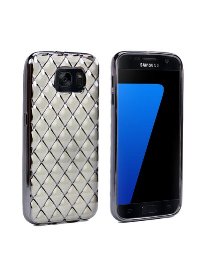 FitCase Laser Samsung S7 (G930) Baklava Desenli Silver