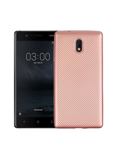 FitCase Nokia 3 Carbon Desen Arka Kapak Rose Gold