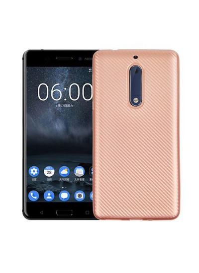 FitCase Nokia 5 Carbon Desen Arka Kapak Rose Gold