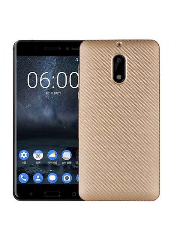FitCase Nokia 6 Carbon Desen Arka Kapak Gold…