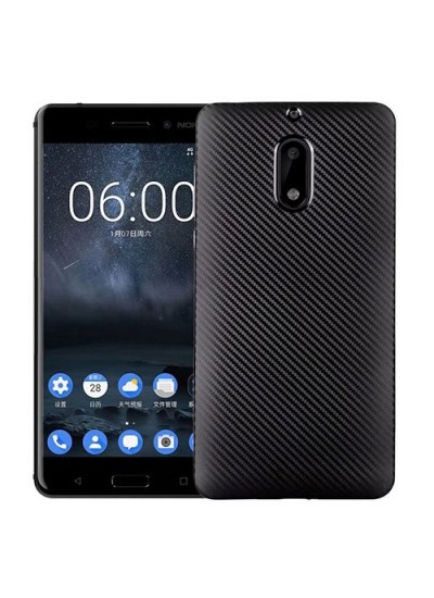 FitCase Nokia 6 Carbon Desen Arka Kapak Siyah