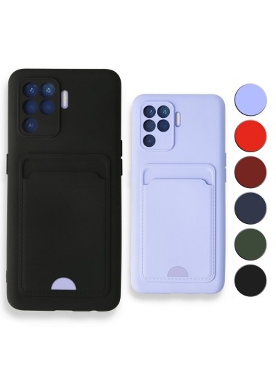 FitCase Oppo Reno 5 Lite Cardy Soft Delikli Kartlık Cepli Silikon Kapak
