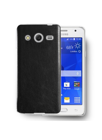 FitCase Samsung Core 2 G355 (G355) Kılıf Deri Dokulu Arka Kapak Siyah