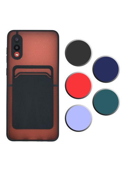 FitCase Samsung Galaxy A02 Kılıf Cardy Kartlık Cepli Mat Kapak