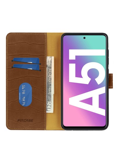 Samsung Galaxy A51 Kılıf Kroko Desen Kapaklı Cüzdanlı