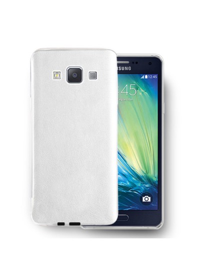 FitCase Samsung Galaxy A7 (A700) Kılıf Deri Dokulu Arka Kapak Beyaz
