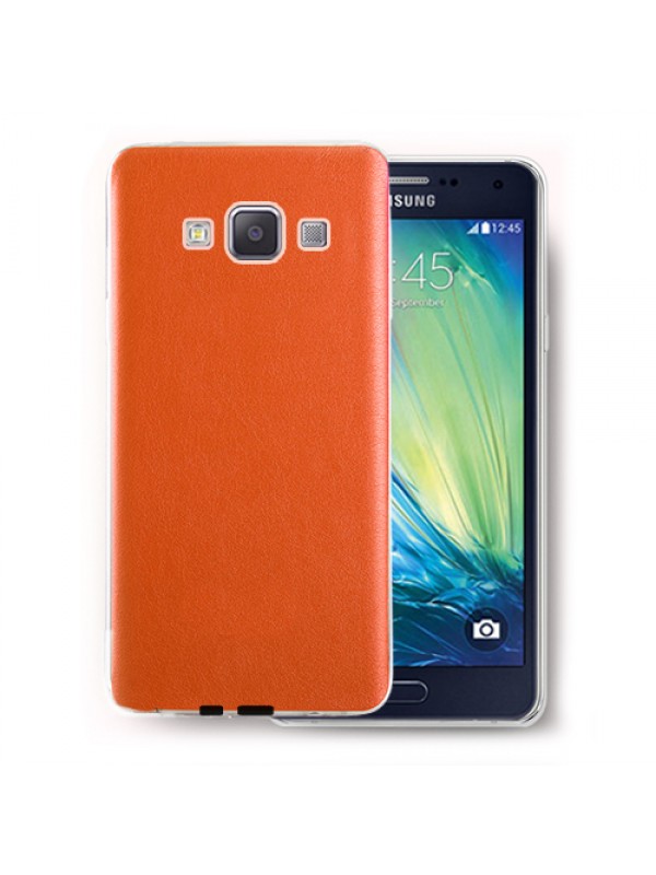 FitCase Samsung Galaxy A7 (A700) Kılıf Deri Dokulu Arka Kapak Turuncu…