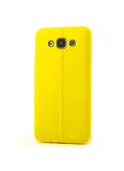 FitCase Samsung Galaxy E5 (E500) Ultra İnce Dikişli TPU Arka Kapak Sarı