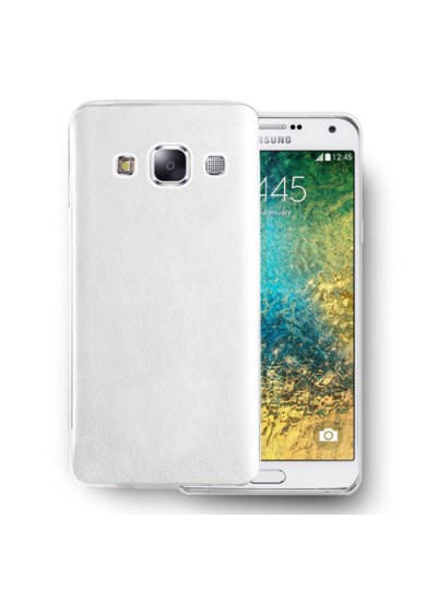 FitCase Samsung Galaxy E7 (E700) Kılıf Deri Dokulu Arka Kapak Beyaz