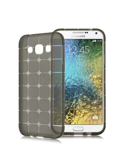 FitCase Samsung Galaxy E7 (E700) Plaid Silikon Arka Kapak Siyah