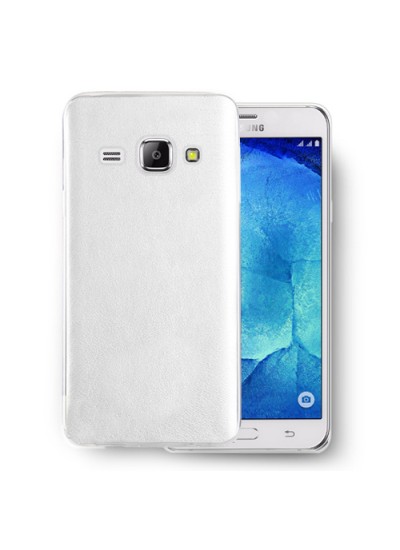 FitCase Samsung Galaxy J1 (J100) Kılıf Deri Dokulu Arka Kapak Beyaz