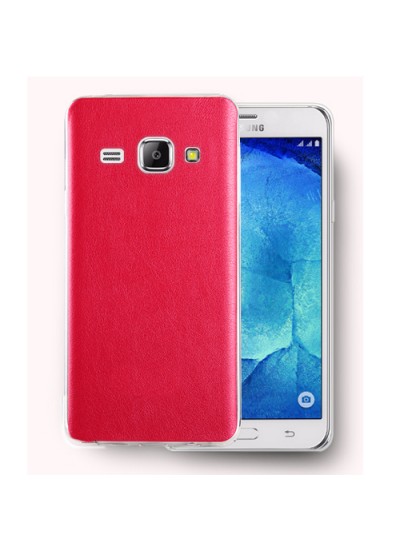 FitCase Samsung Galaxy J1 (J100) Kılıf Deri Dokulu Arka Kapak Kırmızı