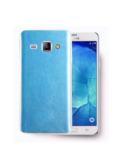 FitCase Samsung Galaxy J1 (J100) Kılıf Deri Dokulu Arka Kapak Mavi