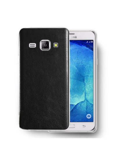 FitCase Samsung Galaxy J1 (J100) Kılıf Deri Dokulu Arka Kapak Siyah