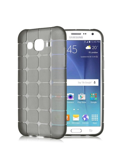 FitCase Samsung Galaxy J2 (J200) Plaid Silikon Arka Kapak Siyah