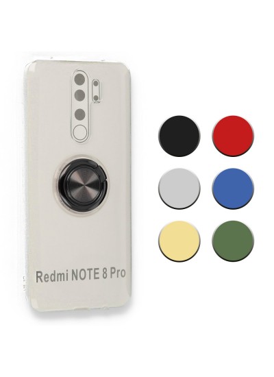 FitCase Xiaomi Redmi Note 8 Pro Kılıf Gross Ring Şeffaf Arka Kapak