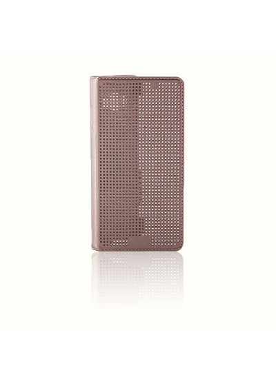 Galaxy A5 (A500) Dot View Yan Kapaklı Kılıf Gold