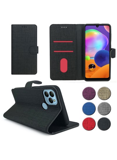 General Mobile GM 21 Kılıf FitCase Fabric Kapaklı Cüzdanlı