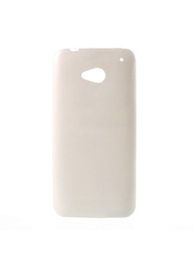 HTC One M7 Kılıf Deri Dokulu Arka Kapak Beyaz