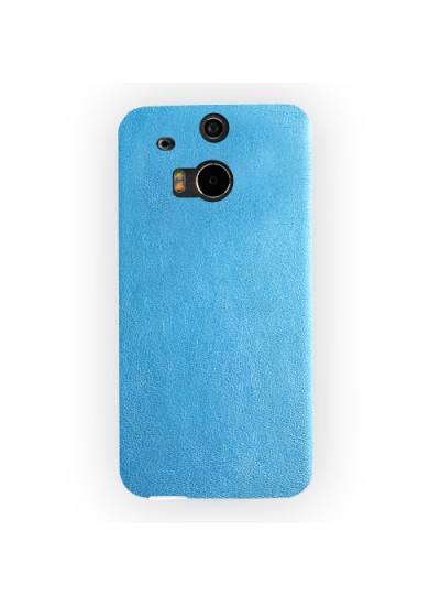 HTC One M8 Kılıf Deri Dokulu Arka Kapak Mavi