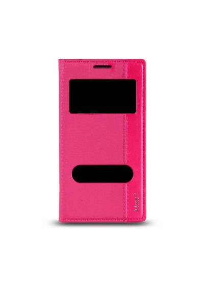 Huawei Ascend Mate 7 Gizli Mıknatıslı Pencereli Magnum Kılıf Pembe