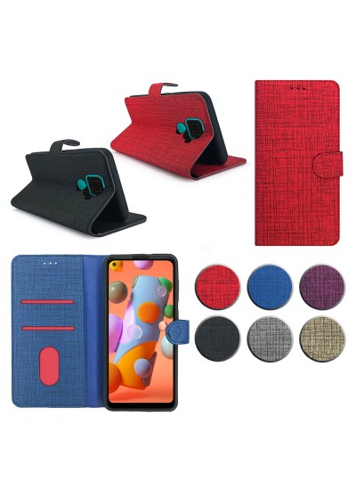 Huawei Mate 30 Lite Kılıf FitCase Fabric Kapaklı Cüzdanlı