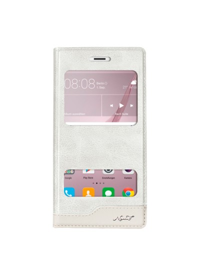 Huawei Nova Gizli Mıknatıslı Pencereli Magnum Kılıf Beyaz