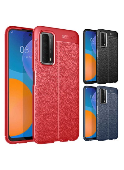 Huawei P Smart 2021 Kılıf Focus Deri Desen Silikon Arka Kapak