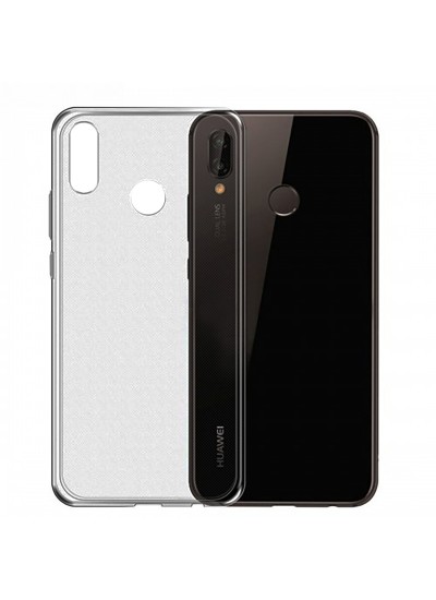 Huawei P20 Kılıf Soft Silikon Şeffaf-Siyah Arka Kapak