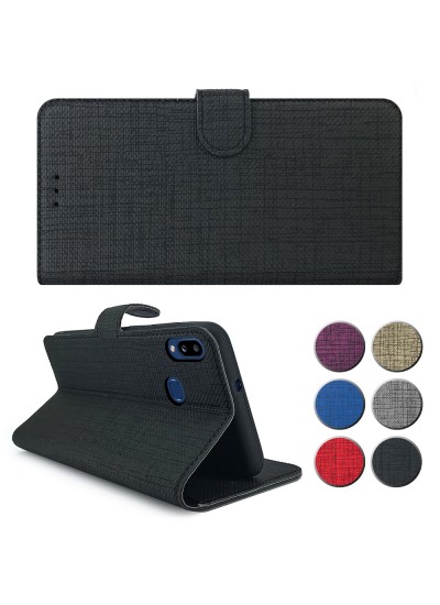 Huawei P20 Lite Kılıf FitCase Fabric Kapaklı Cüzdanlı
