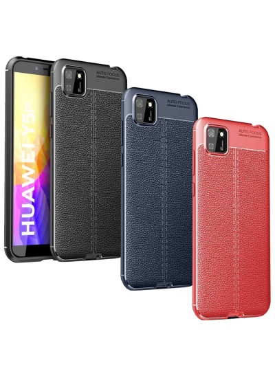 Huawei Y5p Kılıf Focus Deri Desen Silikon Arka Kapak
