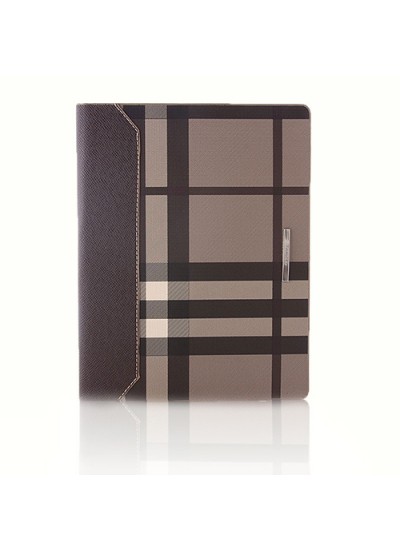 iPad 2 / iPad 3 / iPad 4 Standlı Burberry Desen Kılıf Kahverengi