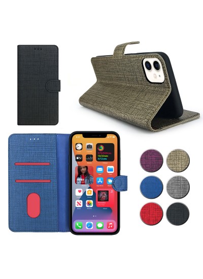 iPhone 11 Kılıf FitCase Fabric Kapaklı Cüzdanlı