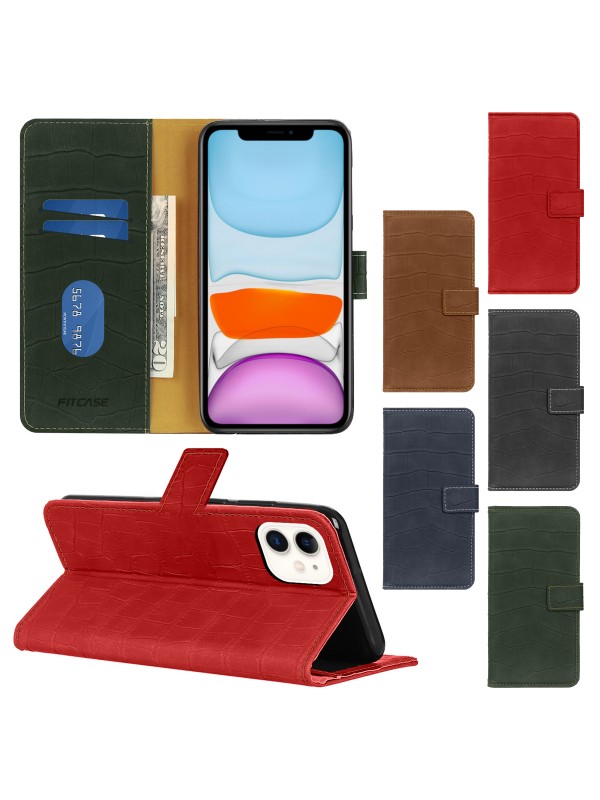 iPhone 11 Kılıf Kroko Desen Kapaklı Cüzdanlı…