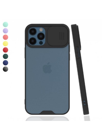 iPhone 12 / 12 Pro Kılıf Kamera Koruma Kapaklı Platin Matte Silikon Arka Kapak