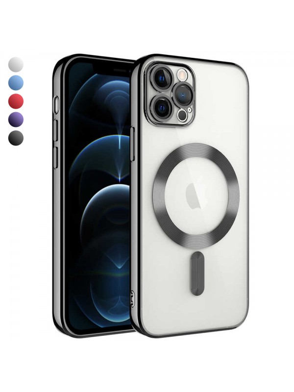 iPhone 12 Pro Max Kılıf Magsafe Özellikli Metal Lazer Silikon …