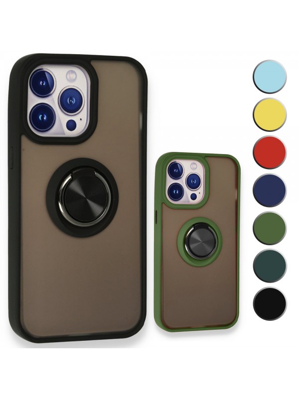 iPhone 13 Pro Kılıf Montrea Ring Yüzük Stantlı Kapak…