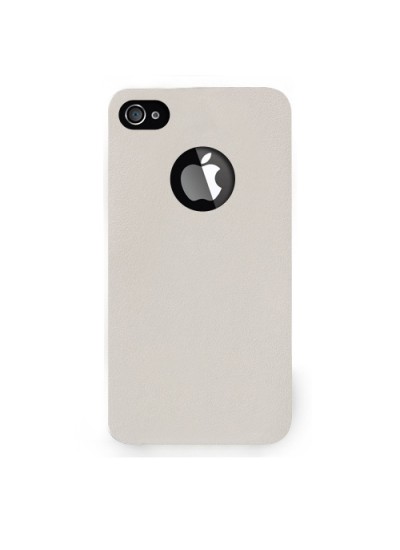 iPhone 4-4s Kılıf Deri Dokulu Arka Kapak Beyaz