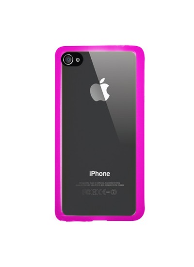 iPhone 4S Çerçeveli Soft Silikon Pembe