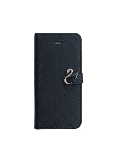 iPhone 4S Kuğu Tokalı Cüzdanlı Standlı Kılıf Siyah