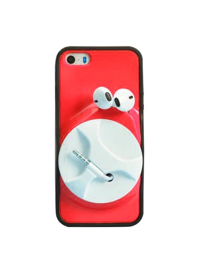 iPhone 5-5s-SE Kulaklık Makaralı Arka Kapak Kırmızı