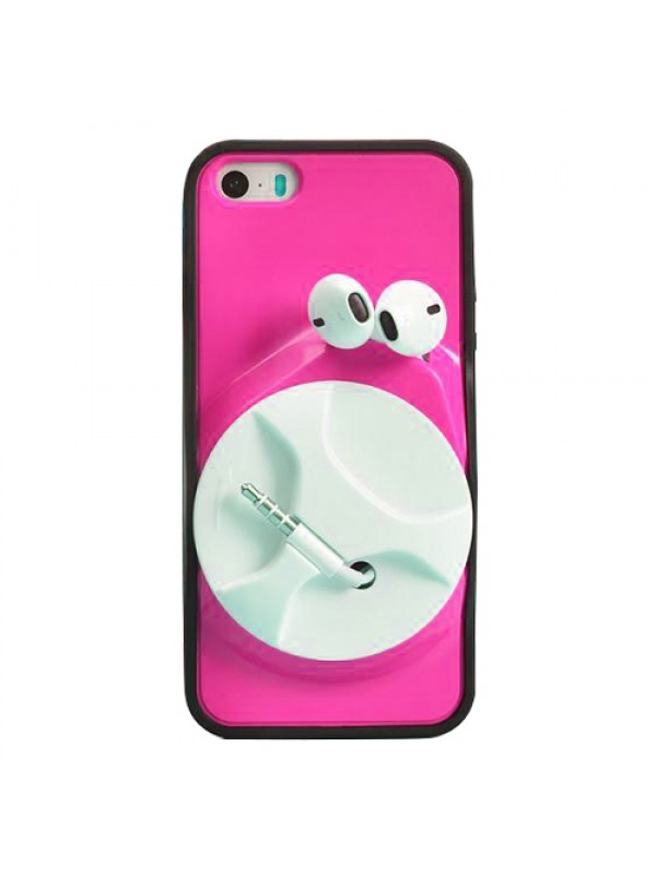 iPhone 5-5s-SE Kulaklık Makaralı Arka Kapak Pembe…